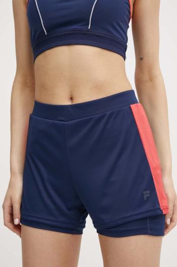 Běžecké šortky Fila Racale tmavomodrá barva, s potiskem, high waist, FAW0708