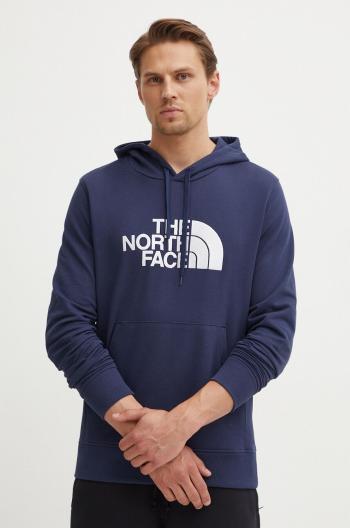 The North Face pamut melegítőfelső M Light Drew Peak Pullover Hoodie sötétkék, férfi, nyomott mintás, kapucnis, NF00A0TE8K21