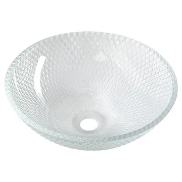 SAPHO PUKETA skleněné gravírované umyvadlo, průměr 42 cm, čirá                                       (TY165)