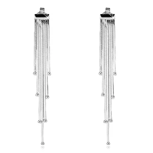 Náušničky ze stříbra 925 - spojené stříbrné pruty s kuličkami