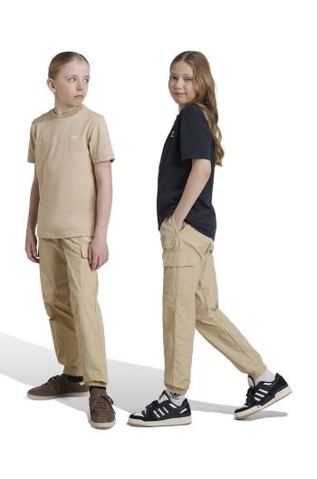 Dětské tepláky adidas Originals CARGO PANTS béžová barva, hladké, IX7620