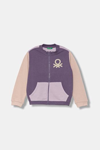 Detská bavlnená mikina United Colors of Benetton fialová farba, vzorovaná, 3J70G503U