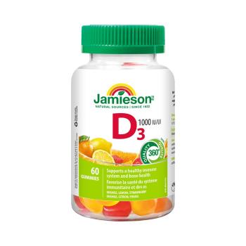 Jamieson Vitamín D3 Gummies 1000 IU 60 želatinových pastilek