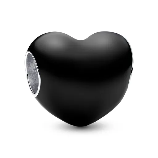 Pandora Romantický korálek Metalické černé srdce Moments 793337C04