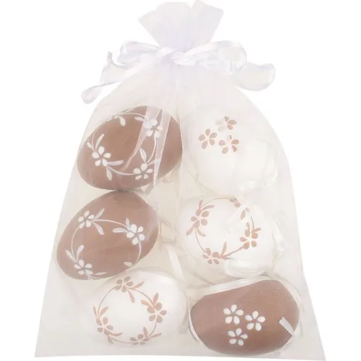 Vajíčka plastová na zavěšení 6 cm 6 ks v organze 9994