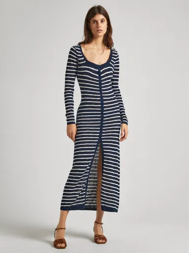 Pepe Jeans dámské tmavě modré pruhované šaty PL953526594 M