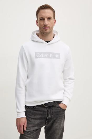 Mikina Calvin Klein pánská, bílá barva, s kapucí, s potiskem, K10K113552