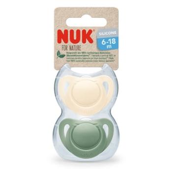 NUK Dudlík pro Nature silikonový 6-18 měsíců zelený / krémový 2-pack