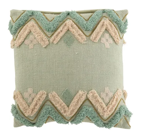 Tyrkysový polštář s výplní a třásněmi Zig zag blue - 45*11*45cm J-Line by Jolipa