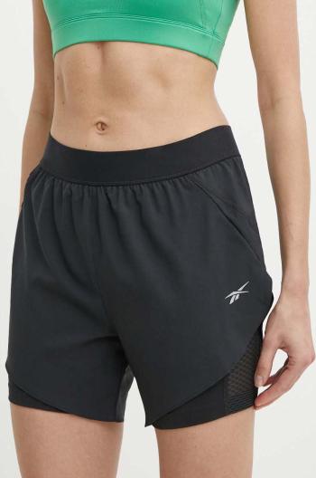 Běžecké šortky Reebok černá barva, high waist, 100075412