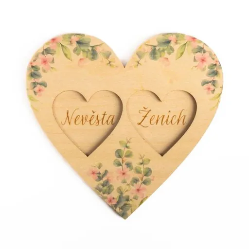 Dřevěný tácek na prstýnky - svatba - ALBI