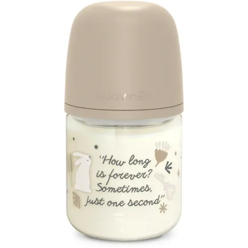 Suavinex Wonderland SX Pro Physiological Anti-Colic Glass skleněná kojenecká láhev S Slow Flow 0 m+ Cream 120 ml
