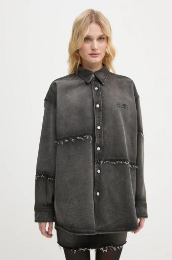 Džínová bunda MM6 Maison Margiela dámská, šedá barva, přechodná, oversize, S62AN0134.S30848