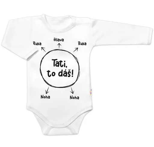 Baby Nellys Body dl.rukáv s vtipným textem, Tati, to dáš! - bílé, vel. 86
