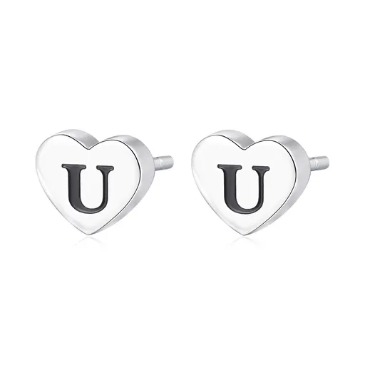 S'Agapõ Ocelové náušnice s písmenem U Click SCK113