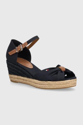 Sandály Tommy Hilfiger BASIC OPENED TOE MID WEDGE tmavomodrá barva, FW0FW04785