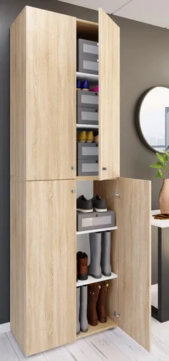 VCM Botník Lona 2XL s otočnými dvířky, dub sonoma