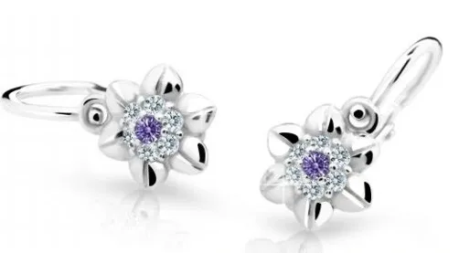 Cutie Jewellery Roztomilé dětské náušnice z bílého zlata C2202-10-X-2 fialová
