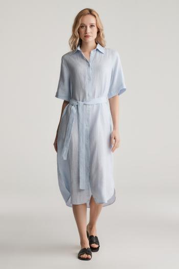 ŠATY GANT REG LINEN SS SHIRT DRESS LIGHT BLUE