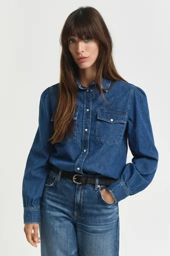 KOŠILE GANT REG PUFF SLEEVE DENIM SHIRT INDIGO