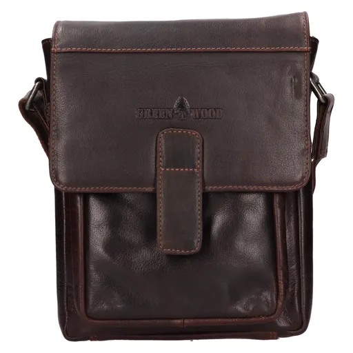Pánská kožená taška přes rameno Greenwood Nito - tmavě hnědá