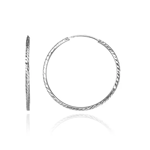 Náušnice ze stříbra 925 - lesklé tenké kruhy se zrnky, 25 mm