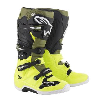 Moto boty Alpinestars Tech 7 žlutá fluo/vojenská zelená/černá  žlutá fluo/vojenská zelená/černá  48