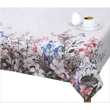 Bellatex Ubrus EMA - 130 × 160 cm - luční kvítí - šedá bordura (6184)