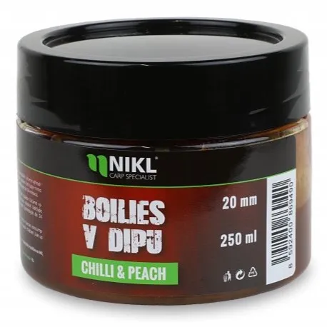 Nikl boilies v dipu chilli & peach 250 g - 24 mm