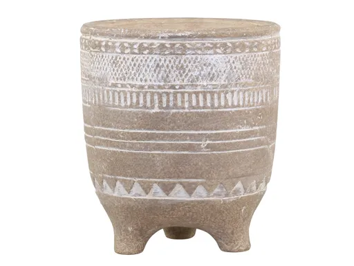 Přírodní cementový květináč na nožičkách Évron - Ø14*16cm Chic Antique