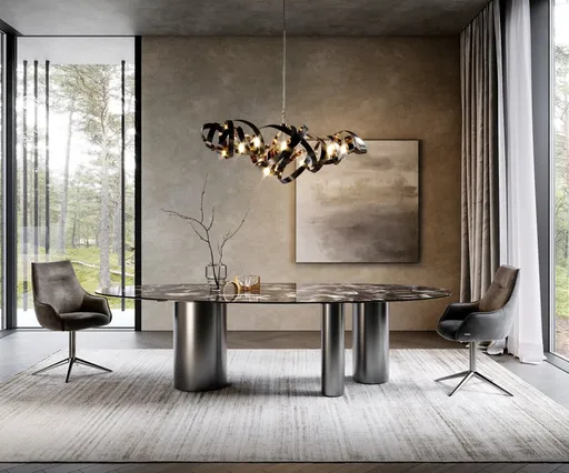 Jídelní stůl Edge Oval 280x130 keramika Iris FMG Agatablack