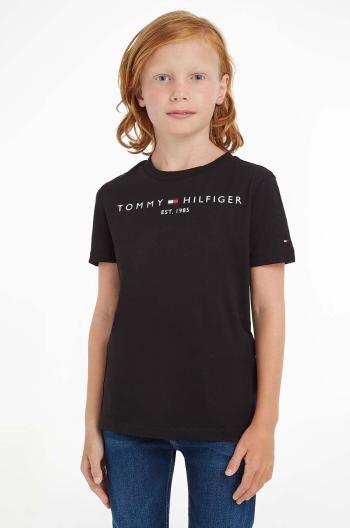 Dětské bavlněné tričko Tommy Hilfiger černá barva, s potiskem, KS0KS00210