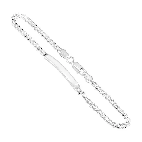 Náramek ze stříbra 925 - elipsovité články, hladká známka uprostřed