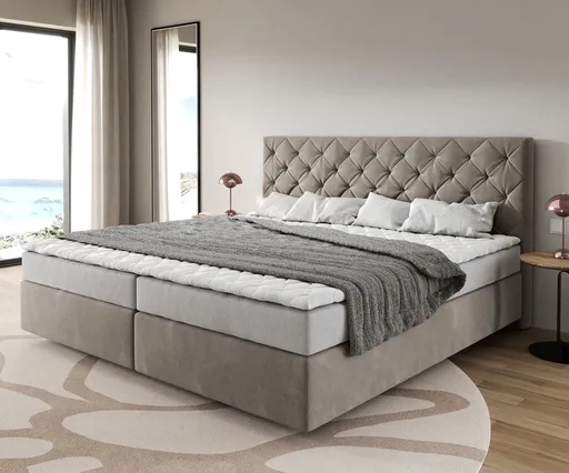 Boxspring postel Dream-Great mikrovlákno béžová 200x200 cm