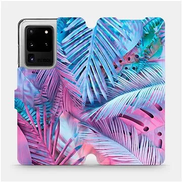 Flipové pouzdro na mobil Samsung Galaxy S20 Ultra - MG10S Fialové a modré listy (5903516172429)