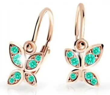 Cutie Jewellery Dětské náušnice z růžového zlata Motýlci C2259-10-X-4 světle zelená