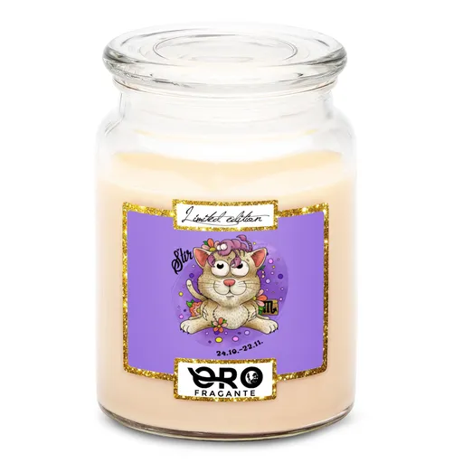 Svíčka Kočičí znamení – štír (Vůně svíčky: Vanilka)