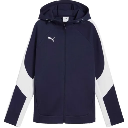 Puma TEAMEVOSTRIPE HOODED JACKET W Dámská sportovní bunda, tmavě modrá, velikost