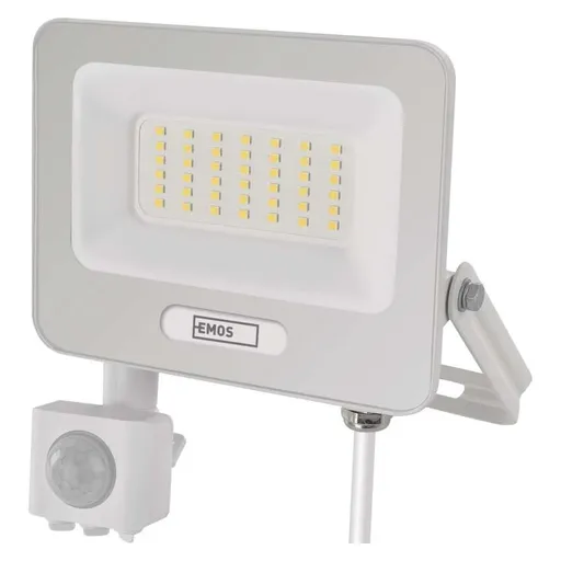 EMOS Bílý LED reflektor 30W s pohybovým čidlem ZS2334W