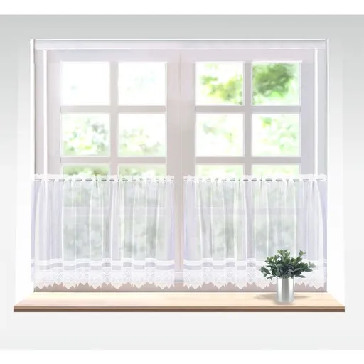 Záclona žakárová, Emma vitrážka metráž, bílá 70 cm