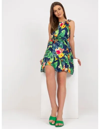 Dámské šaty s volánem a potiskem RUE PARIS námořnické modré