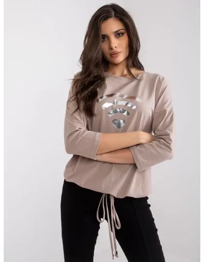 Dámská halenka s potiskem Domenica RUE PARIS tmavě béžová