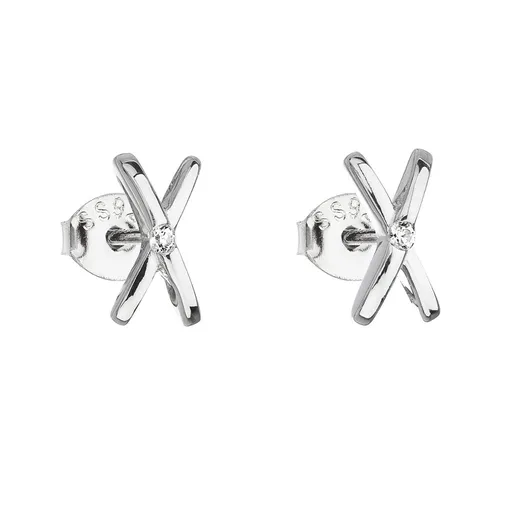Evolution Group - Pavona Stříbrné náušnice pecky Křížky se zirkony 11094.1