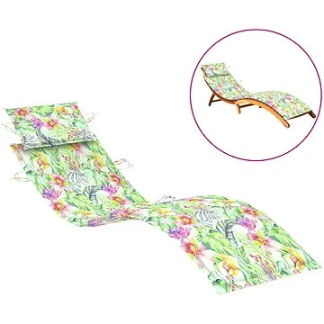Poduška na zahradní lehátko vzor listů 186 x 58 x 4 cm (314170)