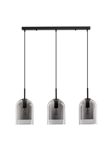 NOVA LUCE závěsné svítidlo VELOR dvouvrstvé kouřové sklo černý kabel černá kovová základna E27 3x12W 230V IP20 bez žárovky 9236720