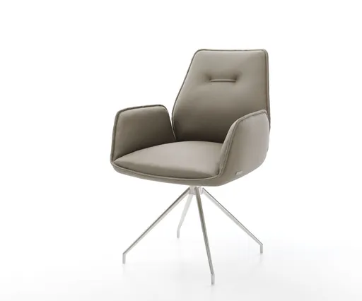 Jídelní židle Zoa-Flex pravá kůže béžová křížová podnož zúžená