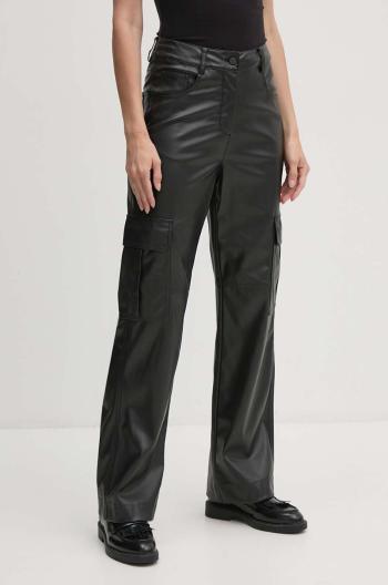 Kalhoty Sisley dámské, černá barva, jednoduché, high waist, 45FSLF05N