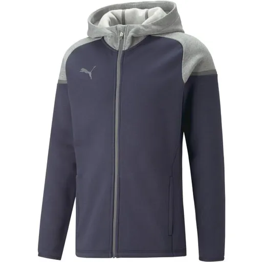 Puma TEAMCUP CASUALS HOODED Pánská tréninková mikina, tmavě modrá, velikost