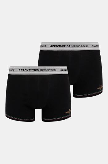 Boxerky Aeronautica Militare 2-pack pánské, černá barva, AM1UBX004