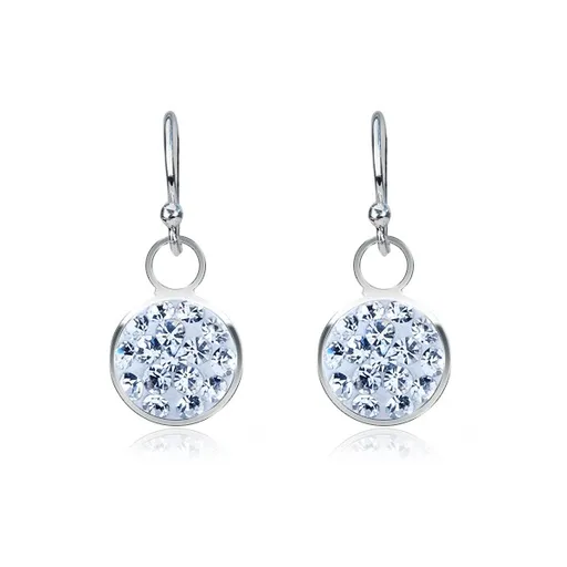 Stříbrné náušnice 925 - visací objímka s čirými zirkony, 7 mm